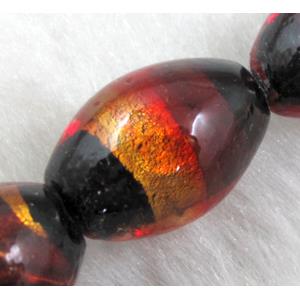 Rice dichromatic Foil Glass Lampwork Bead, 12x16mm, 25pcs per st