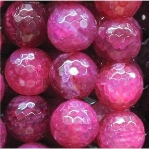 veins agate beads, faceted round, pink, 16mm dia, approx 24pcs per st