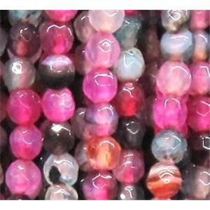 agate beads, faceted round, mixed color, 4mm dia, approx 98pcs per st