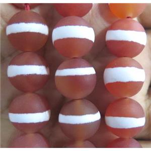 Round Matte Red Tibetan Agate Beads Line, approx 8mm dia