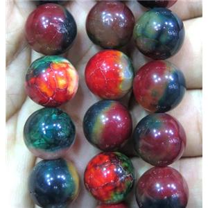 round dichromatic Agate Beads, colorful, approx 6mm dia
