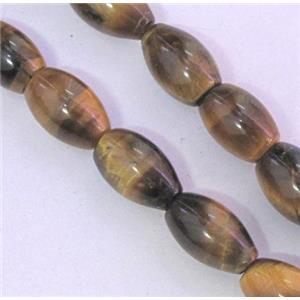 tiger eye bead, barrel, approx 6x9mm, 15.5 inches
