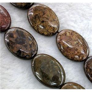 flat-oval Bronzite Beads, approx 30x40mm