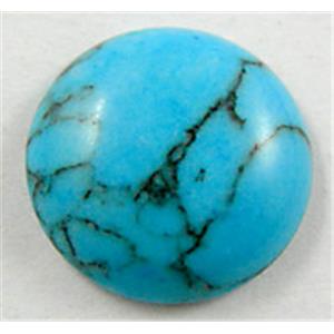 blue Turquoise Cabochon, flat-back round, 12mm dia