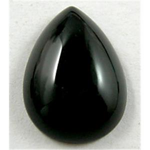 Black Onyx, Cabochon, flat-back Teardrop, 13x18mm