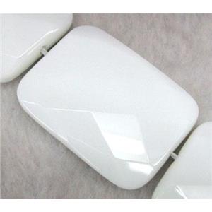 white porcelain bead, faceted rectangle, approx 30x40mm, 15.5 inches