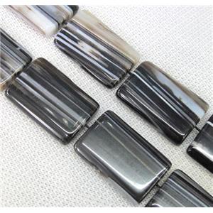 black agate bead, stripe, rectangle, approx 20x30mm, 15.5 inches