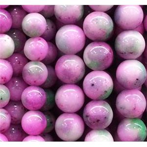 hotpink round Irisated Jade beds, 14mm dia, approx 27pcs per st