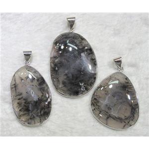 moss agate pendant, freeform, mixed, approx 25-35mm