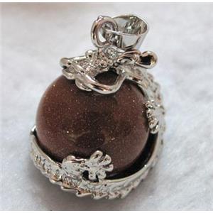 goldsand stone pendant, platinum plated, approx 22x26mm