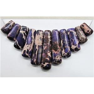 Purple Imperial Jasper Stick Pendant For Necklace, approx 16x10x5mm, 40x9x5mm