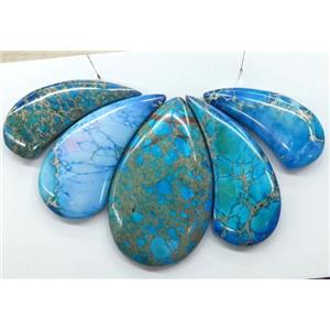 Blue Imperial Jasper Teardrop Pendant, approx 17-42mm