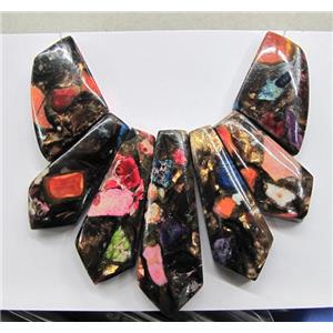 Imperial Jasper Teardrop Pendant For Necklace Multicolor, approx 16x42x7mm, 28x21x7mm