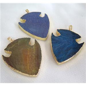 agate pendant, arrowhead, mixed color, approx 45-60mm
