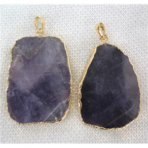 amethyst slab pendant, flat freeform, approx 20-45mm