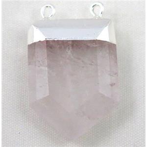 clear quartz pendant, bullet, silver plated, approx 20-30mm