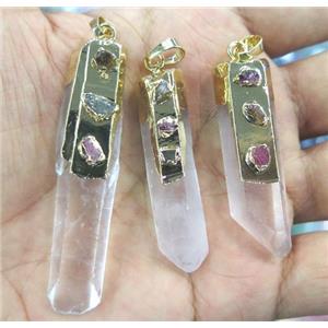 clear quartz pendant, stick, approx 30-60mm