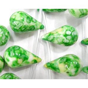 Rain colored stone bead, stability, teardrop, 10x18mm, approx 22pcs per st