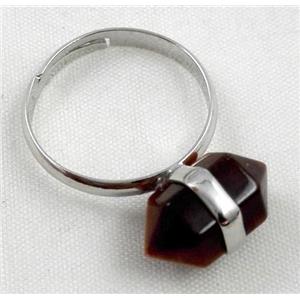Tiger eye stone ring, bullet, approx 10-16mm