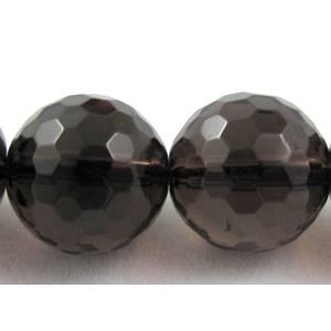 Smoky Quartz bead, faceted round, 12mm dia, approx 32pcs per st, grade A