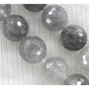 Cloudy Quartz beads, faceted round, Grade-AB, approx 10mm dia, 38pcs per st