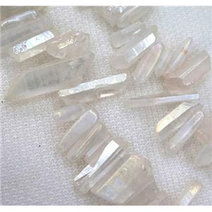 clear quartz bead, stick, AB color, approx 10-40mm