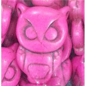 pink owl turquoise beads, synthetical, approx 20x25mm