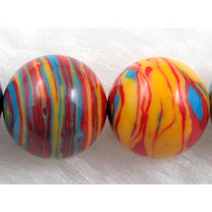 Striation Turquoise, Stabilized, round, 12mm dia, 33pcs per st