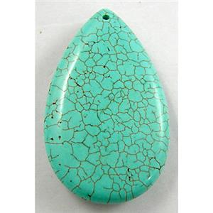 Turquoise teardrop pendant, 35x55mm