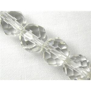 hand-cutting Chinese Crystal Glass Beads, faceted round, clear, 4mm dia, 80pcs per st