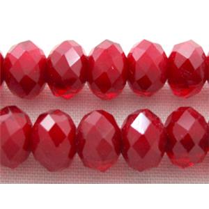 Chinese Crystal Beads, Faceted Rondelle, red, 8mm dia, 72pcs per st