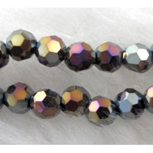 Chinese Crystal Beads, faceted round, rainbow half-plated, 4mm dia, approx 100pcs per st