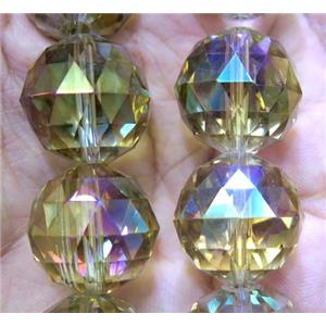 chinese crystal glass bead, faceted round, approx 15mm dia, 15pcs per st