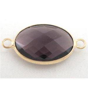 chinese crystal glass connector, faceted oval, approx 18x25mm