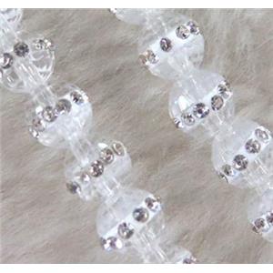 Chinese crystal bead with rhinestone, faceted round, approx 10mm dia, 40pcs per st