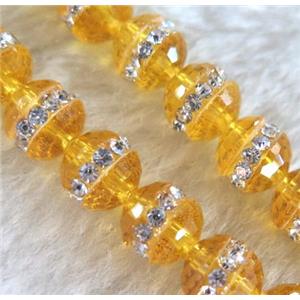 Chinese crystal bead with rhinestone, faceted round, approx 6mm dia, 67pcs per st