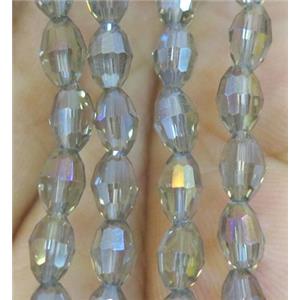 Chinese Crystal Beads, faceted oval, approx 4x6mm, 72pcs per st