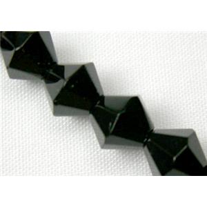 Jet Glass Beads, bicone, 6mm, 58pcs per strand