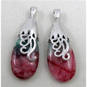 malaysian jade pendant, teardrop, approx 10x35mm