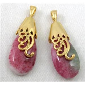 malaysian jade pendant, teardrop, approx 10x35mm