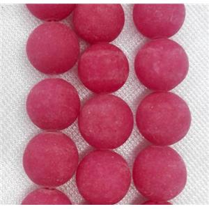 round matte jade beads, red, 8MM dia, 48pcs per st