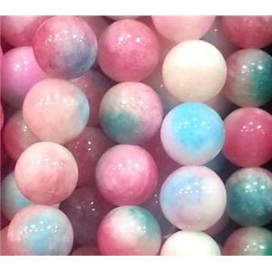 Jade beads, Round, colorful, 12mm dia, approx 32pcs per st