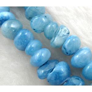 Erose jade bead, Dye chips, stabile, approx 5-10mm, 36 inch length