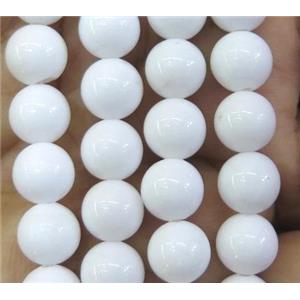Natural Honey Jade Beads Smooth Round White Dye, 8mm dia, 48pcs per st