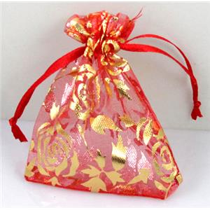 Organza bag, red, 7x9cm