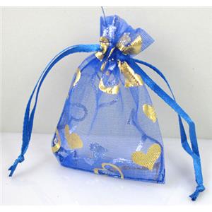 Organza bag, blue, 13x18cm