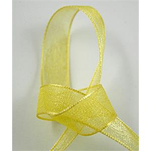 Organza Ribbon Cord, yellow, 7mm wide