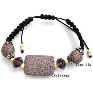 Handmade Lave Bracelet, 28x19x8mm, 14mm dia, approx 8 inch length