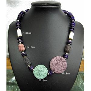 Handmade Lave Necklace, 8x15mm, 11x13mm, 32x8mm, 27x8mm, approx 18 inch length