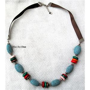 Handmade Lave Necklace, 20x14x10mm, approx 18 inch length